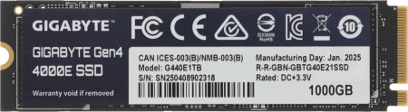 Твердотельный накопитель SSD Gigabyte M.2 2280 1TB Gen4 4000E SSD PCI Express 4.0x4, NVMe 1.4, 4000/3900, MTBF 1.5M, 3D NAND, 320TBW, RTL